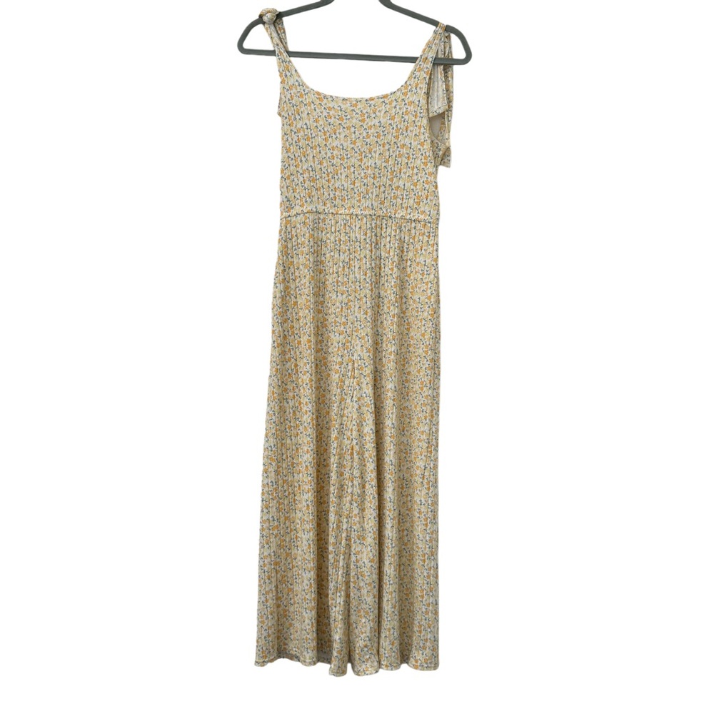 Gilly Hicks Tie Shoulder Jumpsuit in Yellow Ditsy Floral Cottagecore Size Small